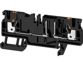 Weidmüller Sikringsklemme AFS 2.5 CF 2C BK i sort plast med PUSH IN terminaler og synlige metalforbindelser.