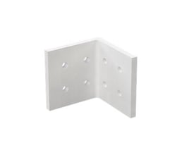 Mita vinkelbeslag 90° i hvid plast til Wibe PC1 systemet, med syv monteringshuller.