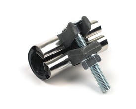 Georg Fischer reparationsklemme til rør 42-45 mm med 76 mm byggelængde, set fra siden med NBR pakning og rustfri stål.