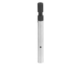 Schneider Electric målesonde til niveaumålerelæ med aluminiumskrop og sort plastgevind på hvid baggrund.