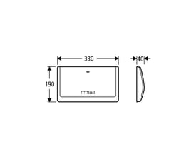 Teknisk tegning af Grohe Classic betjeningsplade med angivne mål 330 x 190 mm og dybde på 40 mm.