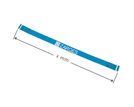 Blåt Zarges perlonbånd på 1.880 mm, vist udstrakt med Zarges-logo og en grafisk markering af længden.