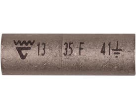 Elpress Cu-pressemuffe KSF35M med skillevæg, 35mm2, vist med mærkningsdetaljer som '13 35F 41'.