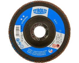 Tyrolit STANDARD 2IN1 lamelrondel 178x22,2 mm ZA60Q-B til stål og rustfrit stål, vist med en anden farve på båndkanterne.