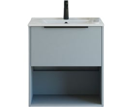 Dansani Mido+ Classic møbelpakke i glat blå mat med 61 cm bredde, en skuffe og åbent rum.