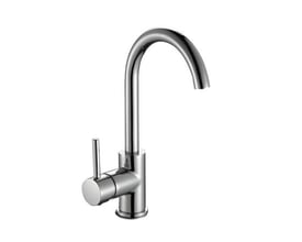 Elegant krom håndvaskarmatur med C-formet tud og en enkelt håndtag, 301 mm totalhøjde.