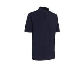 ID Identity poloshirt i navy blå, str. M, fremstillet i piquékvalitet med synlig stolpe og tone-i-tone knapper.