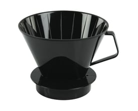 Sort Moccamaster filterholder, old model, til kaffemaskine med hank og rillet inderside.