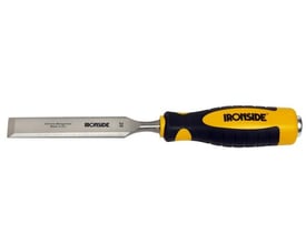 Ironside-stemmejern på 12 mm med langt stålskær og ergonomisk sort og gult håndtag med slagkappe.