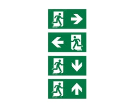 Esylux symbolsæt I til SLX High Cover viser grønne piktogrammer for udgang til højre, venstre, ned og op.
