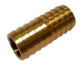 Slangesamlerør i messing til 3/4" slange med riflede ribber for øget greb.