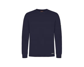 Marineblå langærmet t-shirt fra Tranemo Workwear, model 5947-89, med rund hals og ribkanter ved ærmerne.