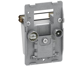 LK FUGA sløjfedåse uden afdækning, 1½ modul, med tilslutninger til TV og FM radio, lavet af halogenfri plast.