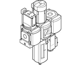 Festo luftbehandlingskombination MSB6-1/2:C3J1F3-WP med trykmåler og filterhus.