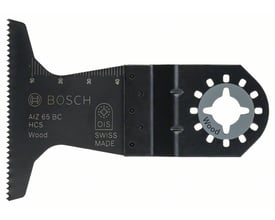 Bosch HCS-savklinge AII 65 APC til blødt træ med bred, tandet skærekant og Starlock-fæste.