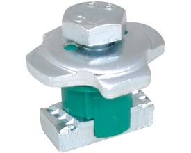 Walraven RapidStrut montagebolt i elforzinket stål med grøn plastindsats, designet til profilskinner og med 5000 N belastningsevne.