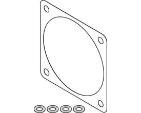 Festo tætningssæt EADS-F-140A, størrelse 140, vist med fire små tætningsringe i bunden og en firkantet tætning med oval åbning ovenover.