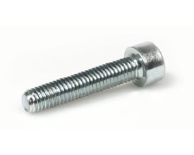 Insexskrue M5 x 16 mm med FZB-overflade og DIN 4762 standard, vist på en neutral hvid baggrund.