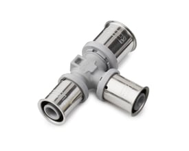 Roth Ku-Tee T-stykke til Alu-LaserPlus systemet, 32 x 26 x 26 mm, fremstillet i plast og metal.