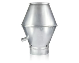 Air2Trust HN jethætte til ventilation med 250 mm diameter, fremstillet i slidstærkt metal på en hvid baggrund.