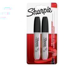 Sharpie Permanent Marker med skrå spids, sort, leveres i 2-pak på blisterpakke.