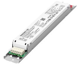 Tridonic LED driver DALI-2 LC 25/100-400/140 DA lp SNC4, en kompakt hvid og grå enhed med tydelig mærkning og DALI-2 interface.