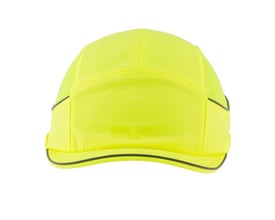Gul Air+ Bump cap med 3 cm skygge og reflekterende detaljer på en hvid baggrund.