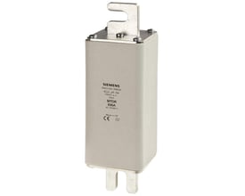Siemens SITOR NH2 sikring 315A, aR, med slidsede bladkontakter og monteringshuller.