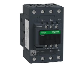Schneider Electric TeSys D kontaktor 60A 4-polet med 110VAC spole, vist med tydelige mærkninger og tilslutningspunkter.
