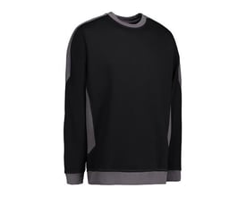 ID Identity Pro wear sweatshirt i sort med grå detaljer ved ærmer og krave, størrelse S.