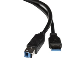 Sort USB 3.0 kabel på 3 meter med A han til B han konnektorer, fremstillet af LSZH materiale.