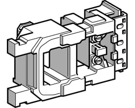 Schneider Electric TeSys F spole LX4FG, et teknisk diagram der viser spoledelen af kontaktoren med 220-230V DC.