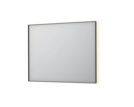 Sanibell INK SP32 LED spejl, 100x80 cm, med integreret indirekte belysning og matsort ramme isoleret på hvid baggrund.