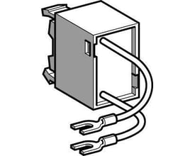 Schneider Electric RC-LED tilbehør til LC1F kontaktorer, vist med tilslutningsledninger og gaffelterminaler.