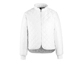 Mascot termojakke 13528 i hvid, str. 3XL, med ultralydssvejset quilt og lynlås foran.
