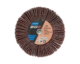 Norton Metal R207PLUS slibevift med brune slib lameller i radial form, P40-korn og 60 mm diameter.