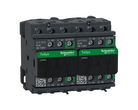 Schneider Electric TeSys D Green 3-pole kontaktor, 12A, 48-130V AC/DC, med 'LC1 D12 EHE' mærkning og grønne kontrolterminaler.
