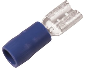 Elpress A2507FLS isoleret spademuffe i blå polycarbonat til 1,5-2,5mm² ledere og 6,3x0,8mm spadestik.