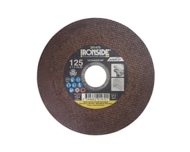 Ironside Ultracut plan skæreskive til stål, 125 mm i diameter og 1 mm tyk, set forfra.