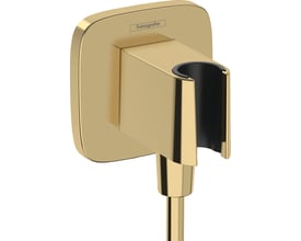 Hansgrohe FixFit Q slangeudtag i poleret guld-optik med bruserholder og indvendig vandforsyning af plast.