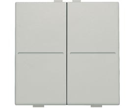 Niko tangent til trådløs 4-tryks betjening i lysegrå. Designet med to firkantede trykflader, der deler en lodret linje og en vandret rille.