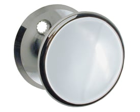 Assa Abloy dørknop 496 i messing, 50 mm, set skråt forfra med rund knop og monteringsplade.