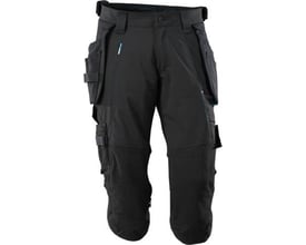 Mascot Knickers 17049-311 i sort, med lav talje, ergonomiske ben og mange CORDURA® lommer. Vandafvisende 4-vejs strækstof.