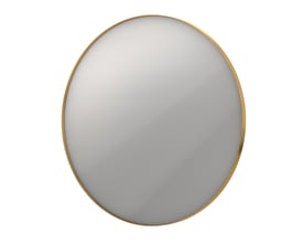 Sanibell INK SP17 spejl med Ø80 cm, mat guld aluramme og rund form, vist på hvid baggrund.