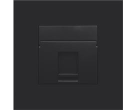 Niko afdækning til 1x RJ45 dataudtag i sort, med praktisk låge og tekstfelt til identifikation.