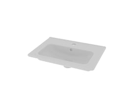 Hvid Svedbergs Hav håndvask på 520 x 145 x 363 mm set skråt ovenfra med kumme og hanehul.
