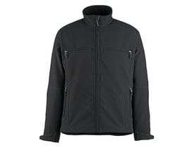 Mascot Dresden softshell jakke i sort, str. 4XL, vist forfra på hvid baggrund med fokus på detaljer som lynlås og syninger.