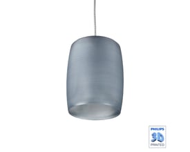 Philips Lighting Pendel PT520C i grå Curve-design med 3D-printet struktur og 3 meter kabel hængende fra en wire.