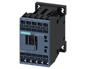 Sirius relæ i størrelse S00 med 2 NO og 2 NC kontakter, 600V AC, 60 Hz og fjederterminaler, vist på hvid baggrund.