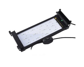 LEDlife akvariearmatur, 48-70 cm, 11W LED, justerbar, vist fra oven med synlig strømkabel og afbryder.